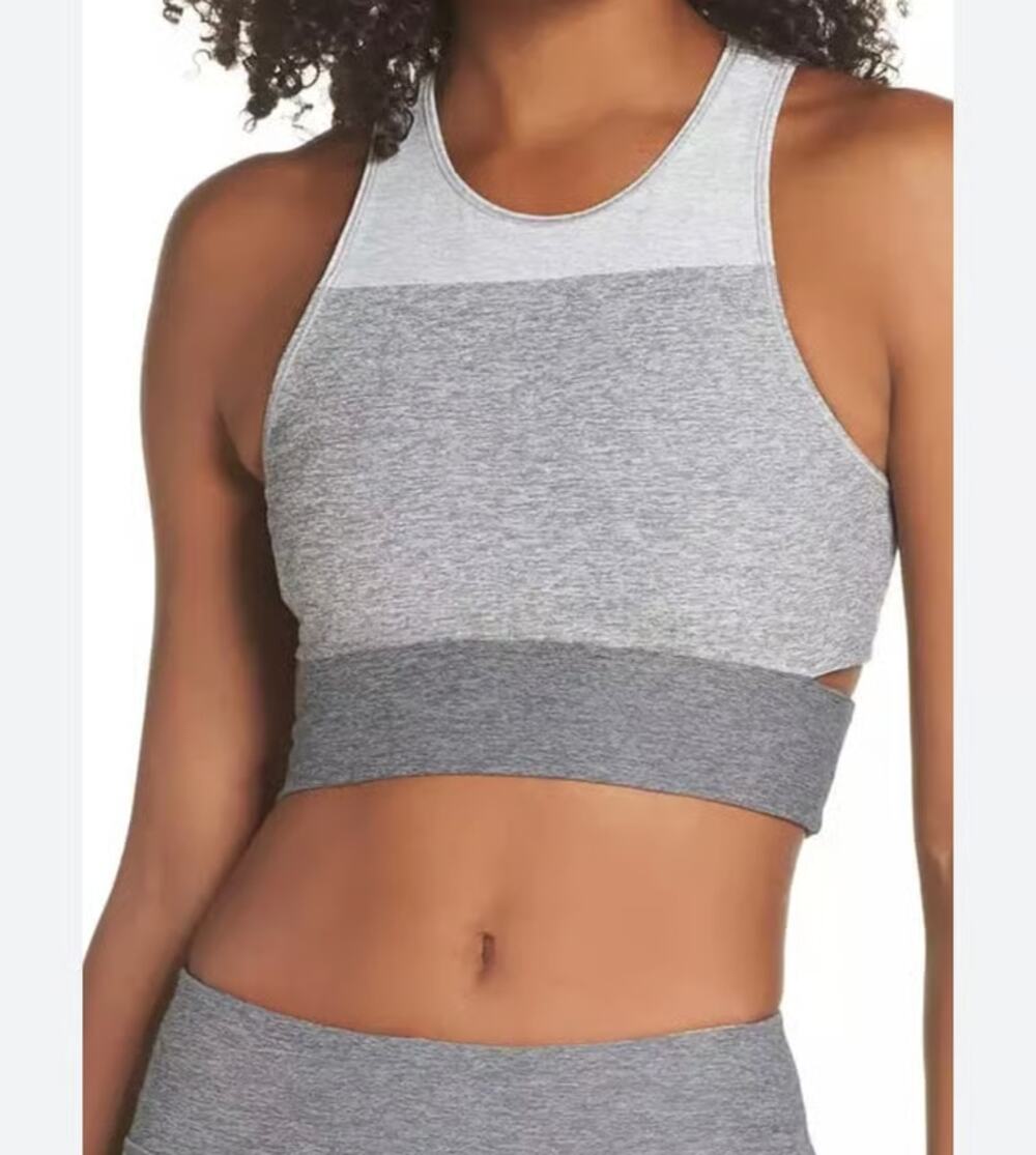 Outdoor Voices Grey Slashback Crop Top Longline Athletic Sports Bra XS
